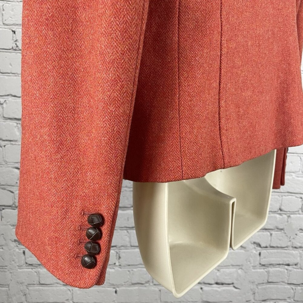 J.CREW Orange Wool Blend Textured Chevron Buttoned Collared Lined Jacket Size 6 - Picture 12 of 15